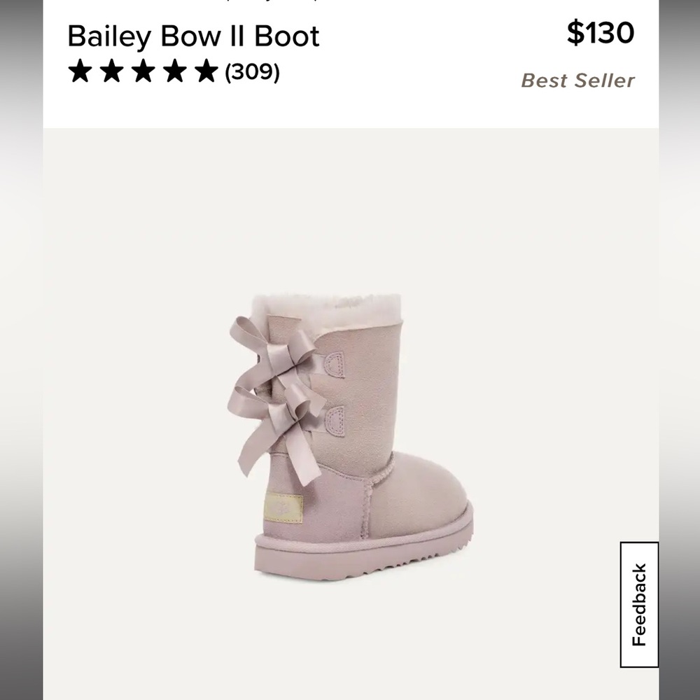 Lavender Ugg Bow-Back Boots Size 10M